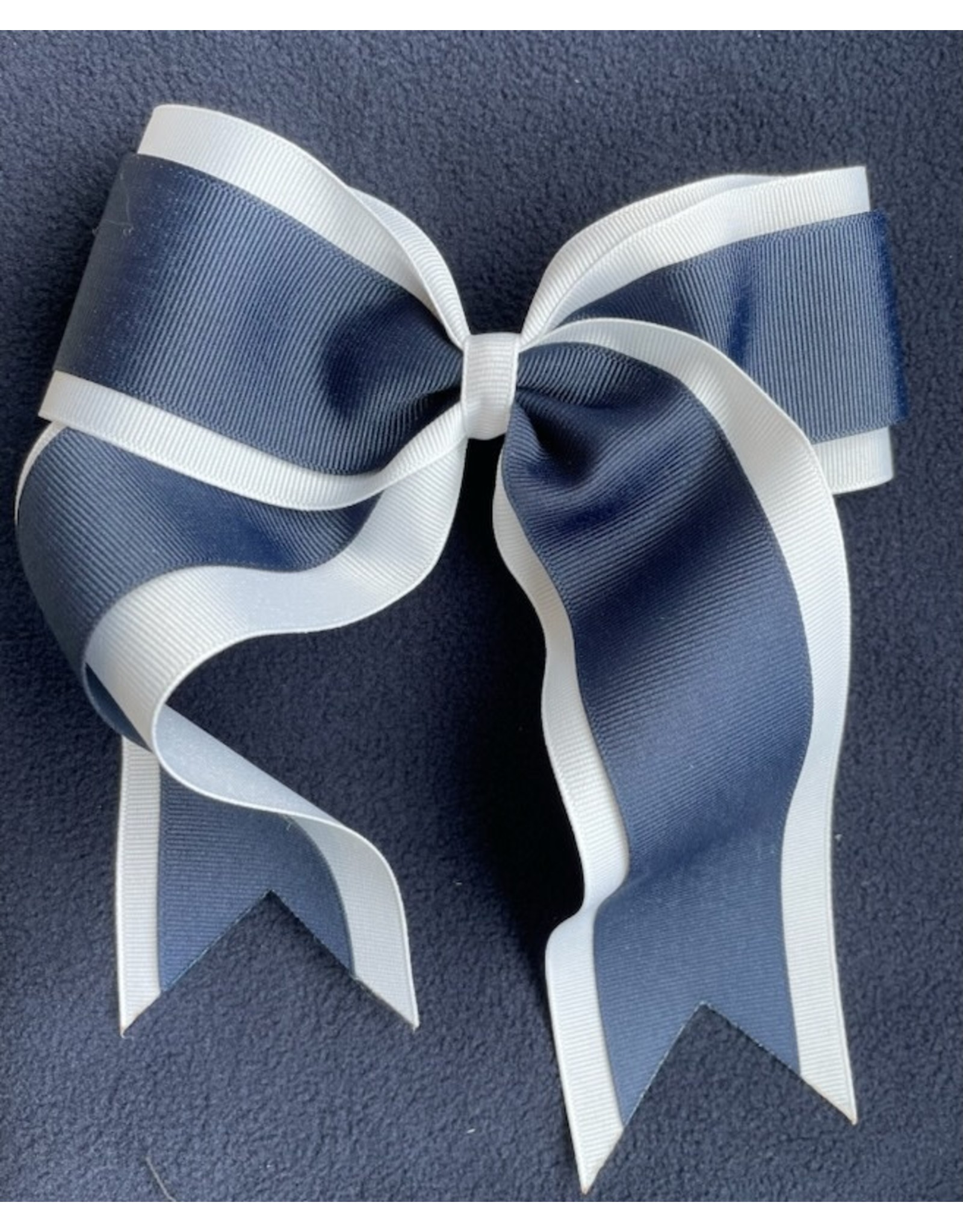 NON-UNIFORM 6" Tailored Cheer Bow, White with Navy