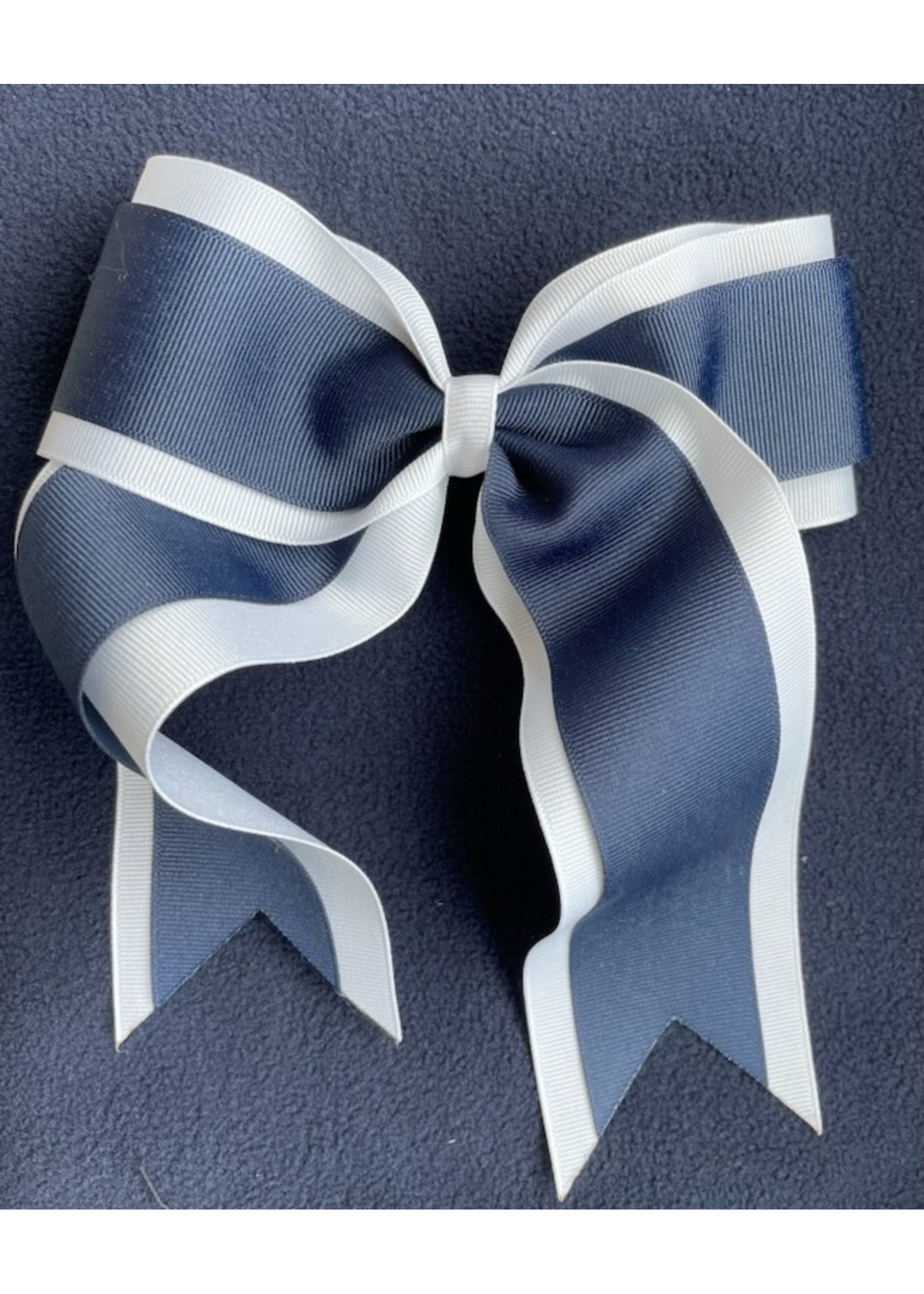 NON-UNIFORM Hair - 6" Tailored Cheer Bow, White with Navy, FBE602