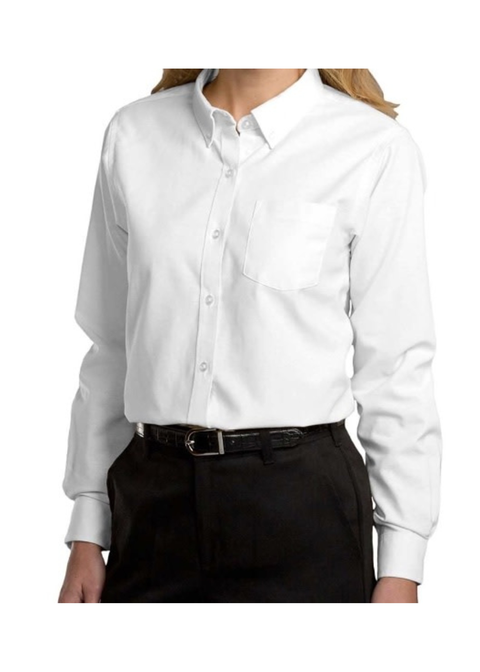 White Uniform Button-Front Shirt