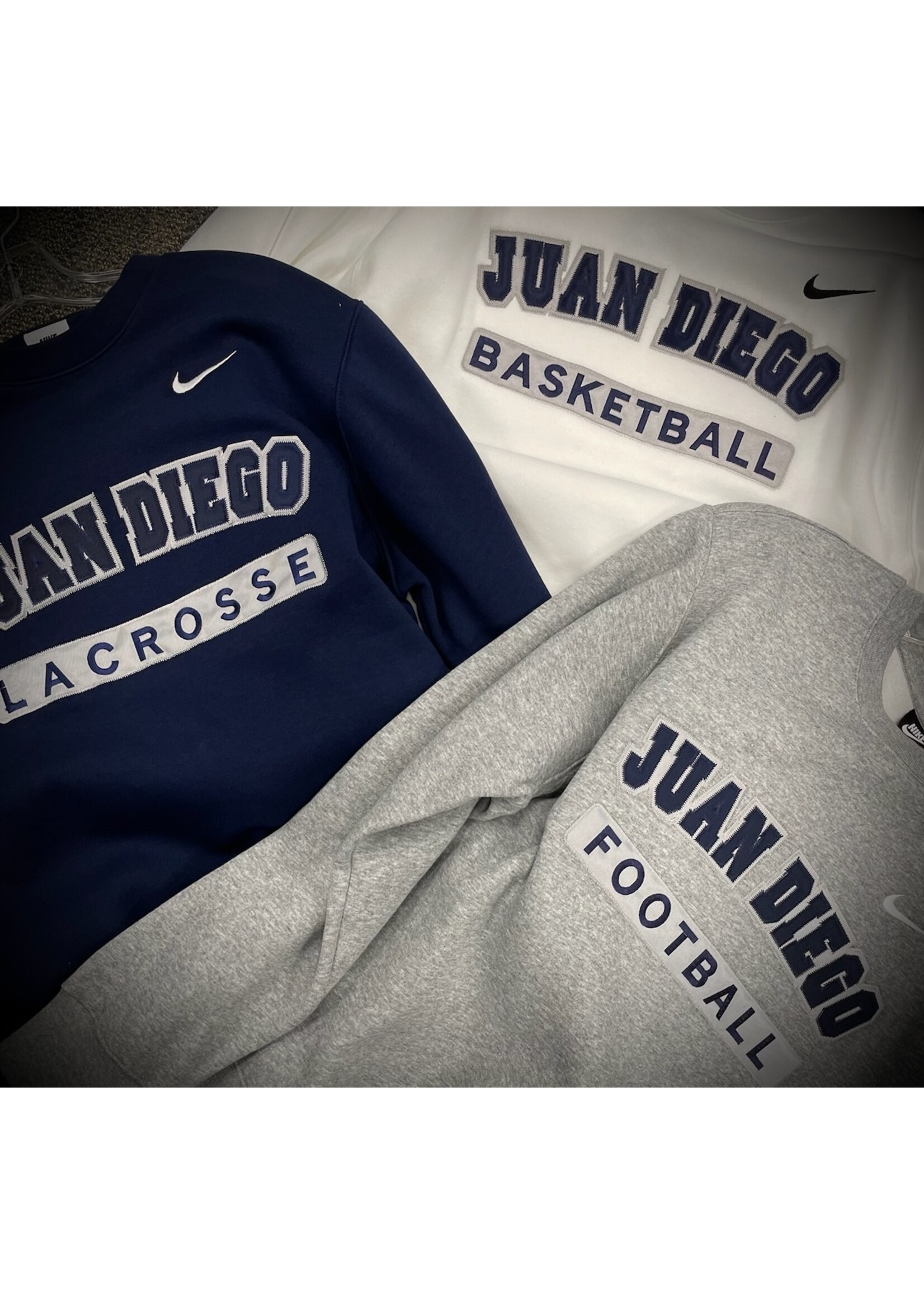 NON-UNIFORM Nike Hoodie, Juan Diego Custom Athletic Tackle Twill