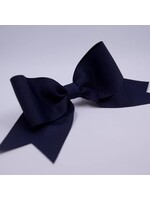 UNIFORM Hair - Ribbon Bow Ponytail, NAVY, 6” wide with 4” tails, FBE158