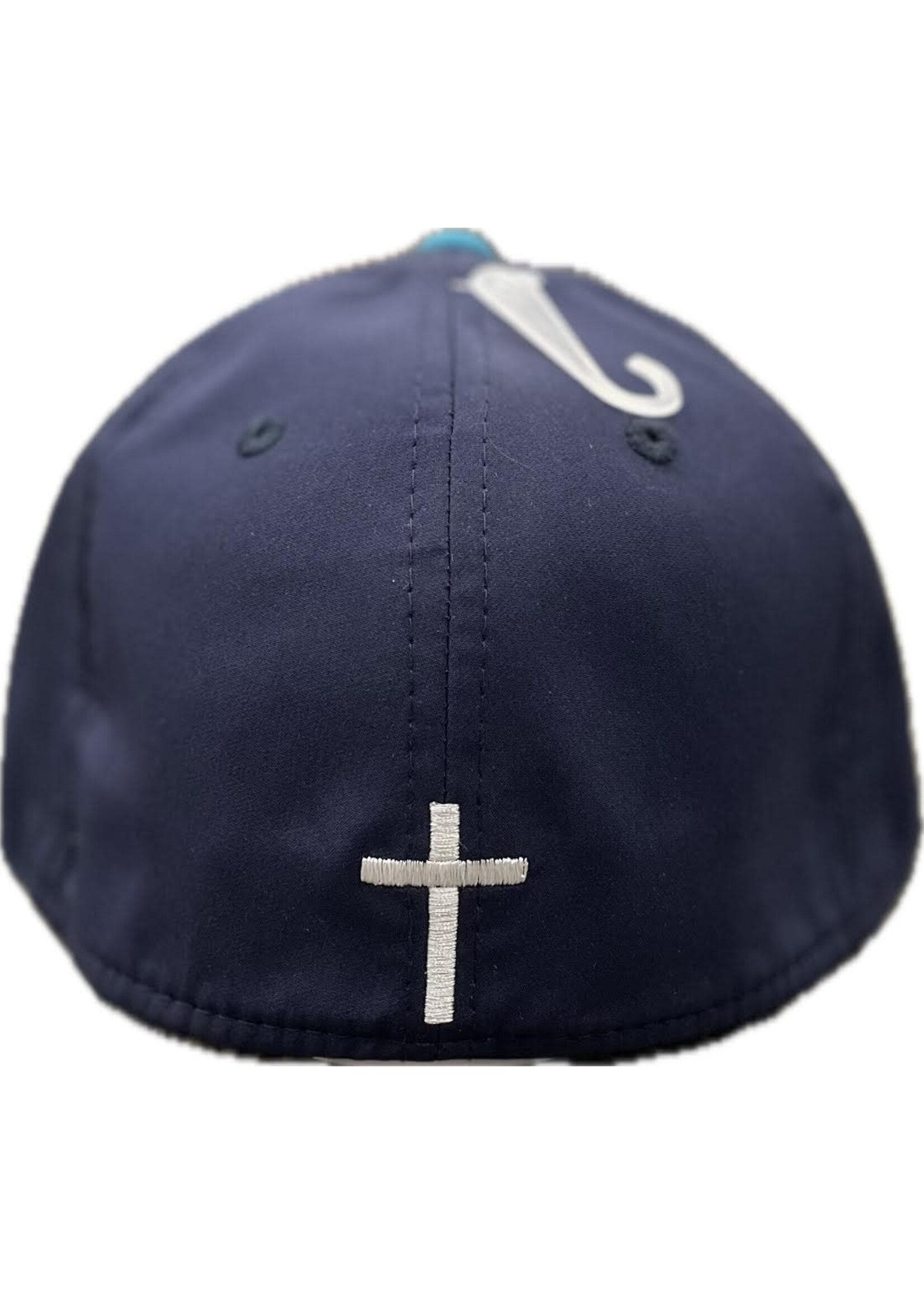 NON-UNIFORM Hat-Baseball Flat Brim Fitted Cap, Navy/White