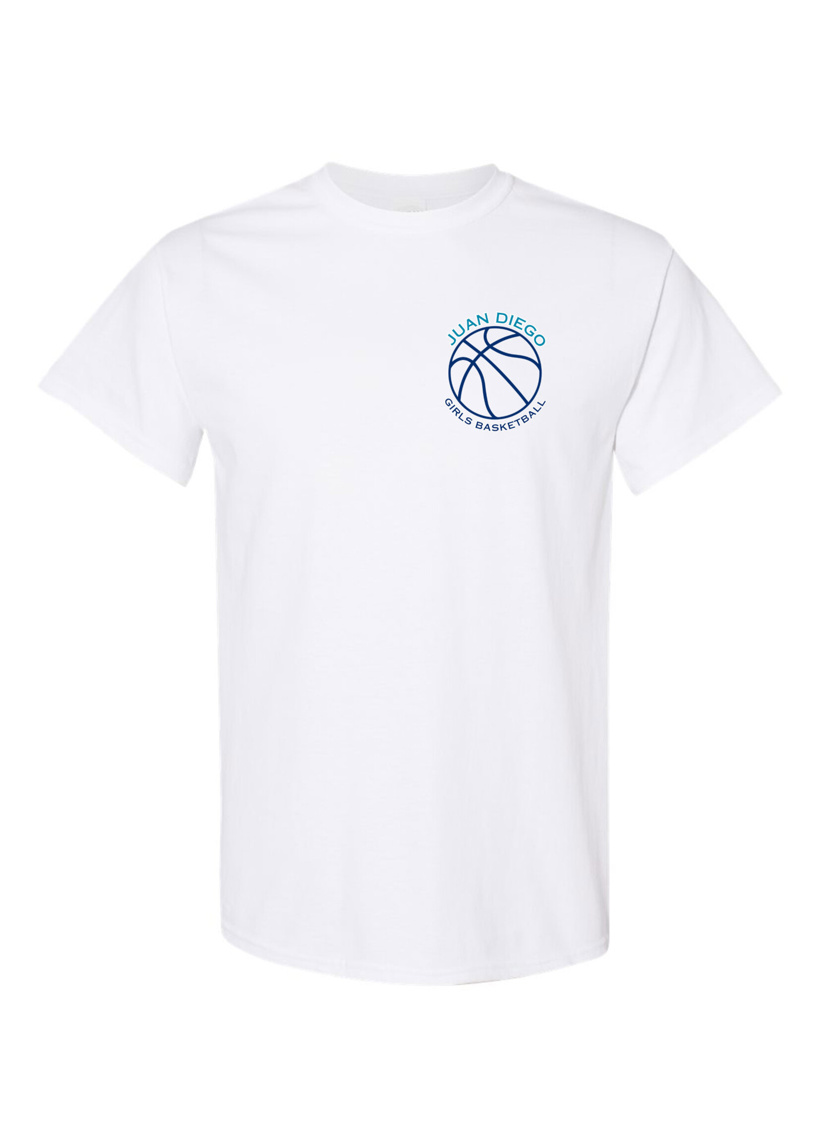 NON-UNIFORM Juan Diego Girls Basketball Small Round Logo short sleeve t-shirt
