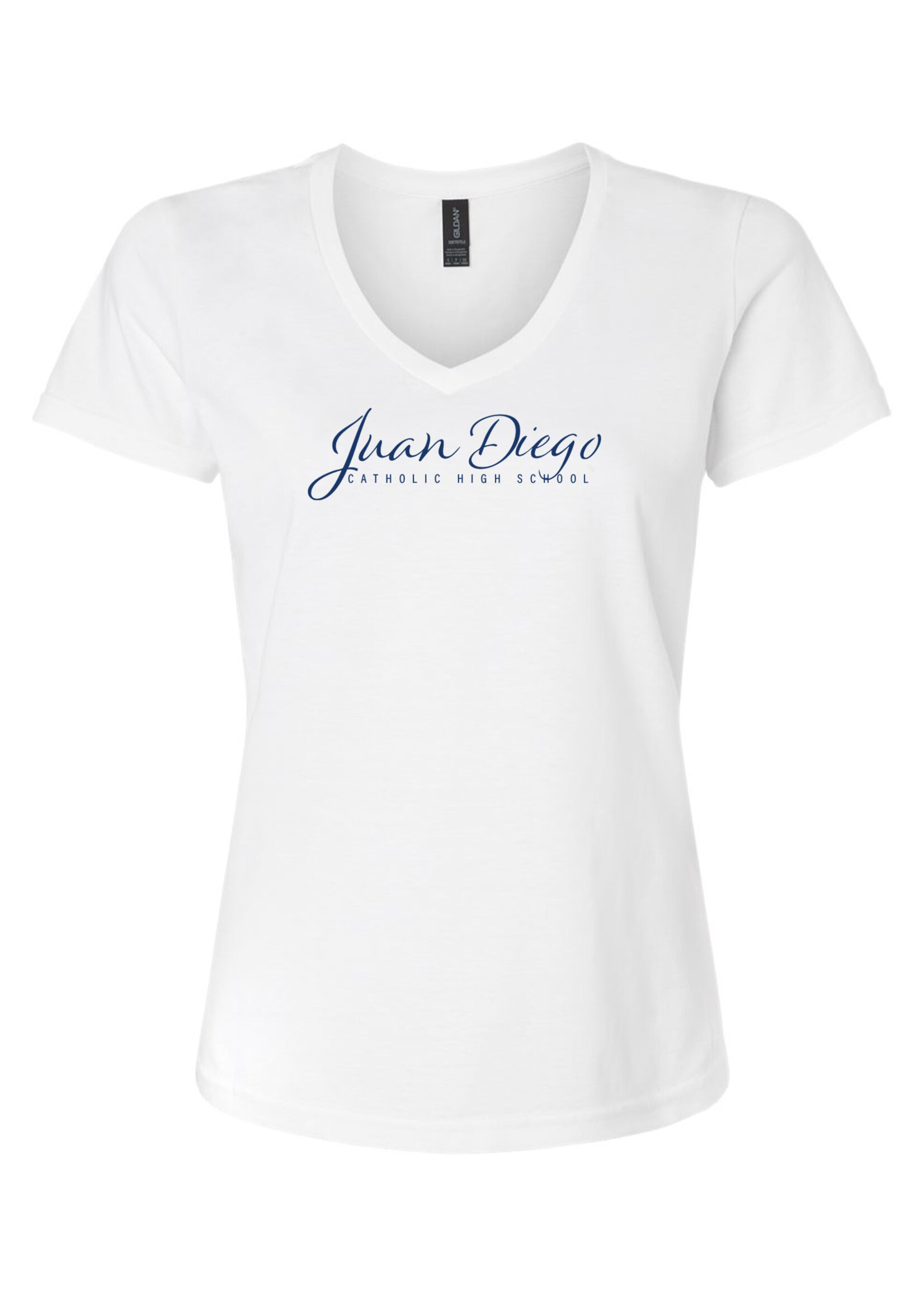 NON-UNIFORM Juan Diego (script 1) CATHOLIC HIGH SCHOOL, women's fit v-neck t-shirt