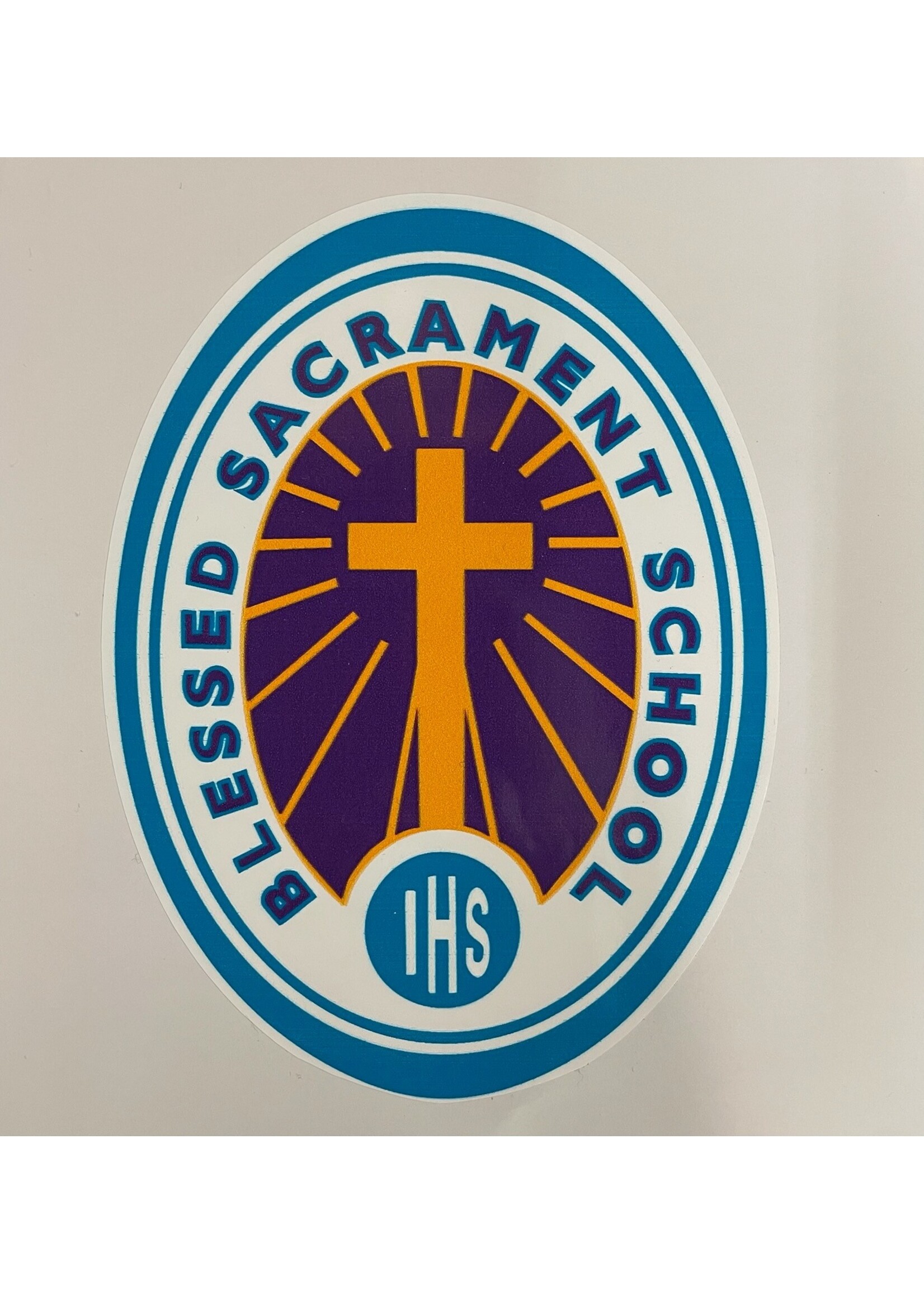 NON-UNIFORM Blessed Sacrament Sticker - 4"x6"  oval, white decal