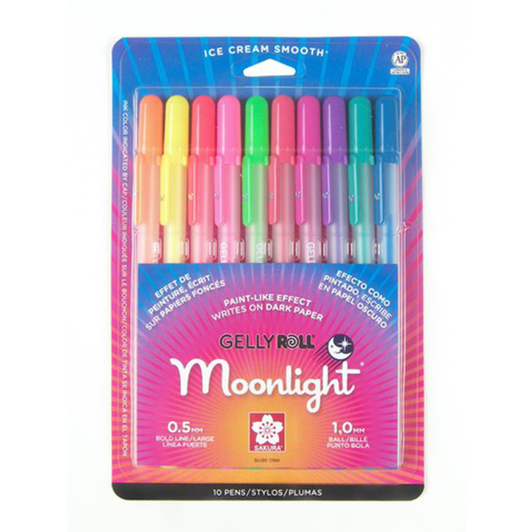 SAKURA OF AMERICA Gelly Roll Moonlight Gel Pens – Fine & Bold Opaque Ink for Light & Dark Paper