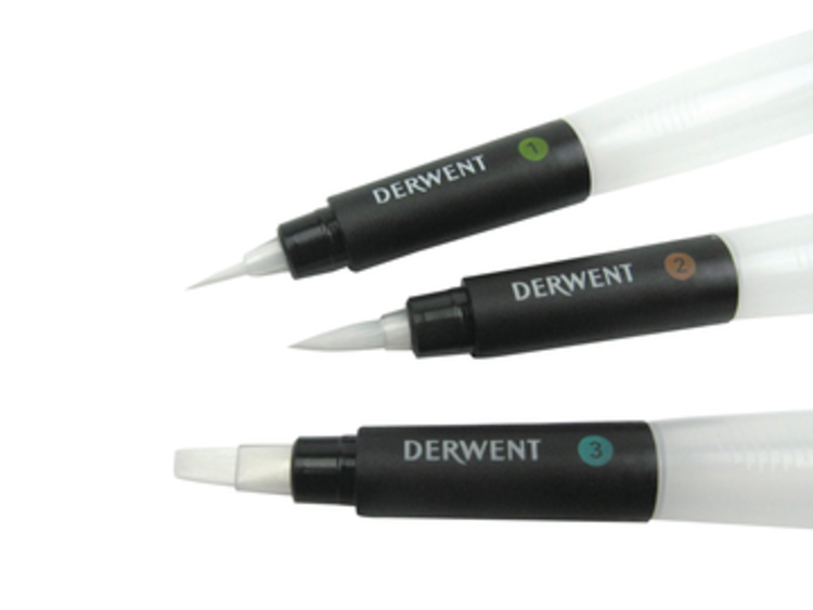 DERWENT Derwent Waterbrush Set – 3 Pack Assorted Tips
