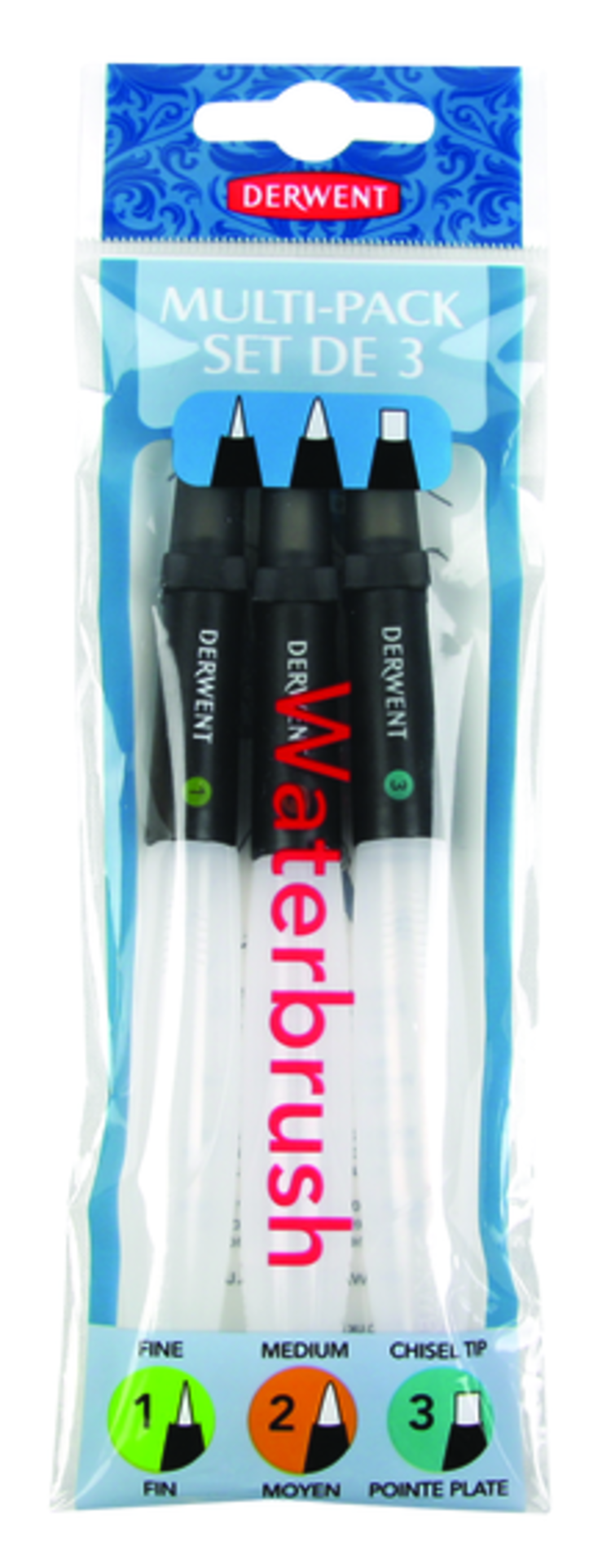 DERWENT WATERBRUSH ASSORTED 3/PK