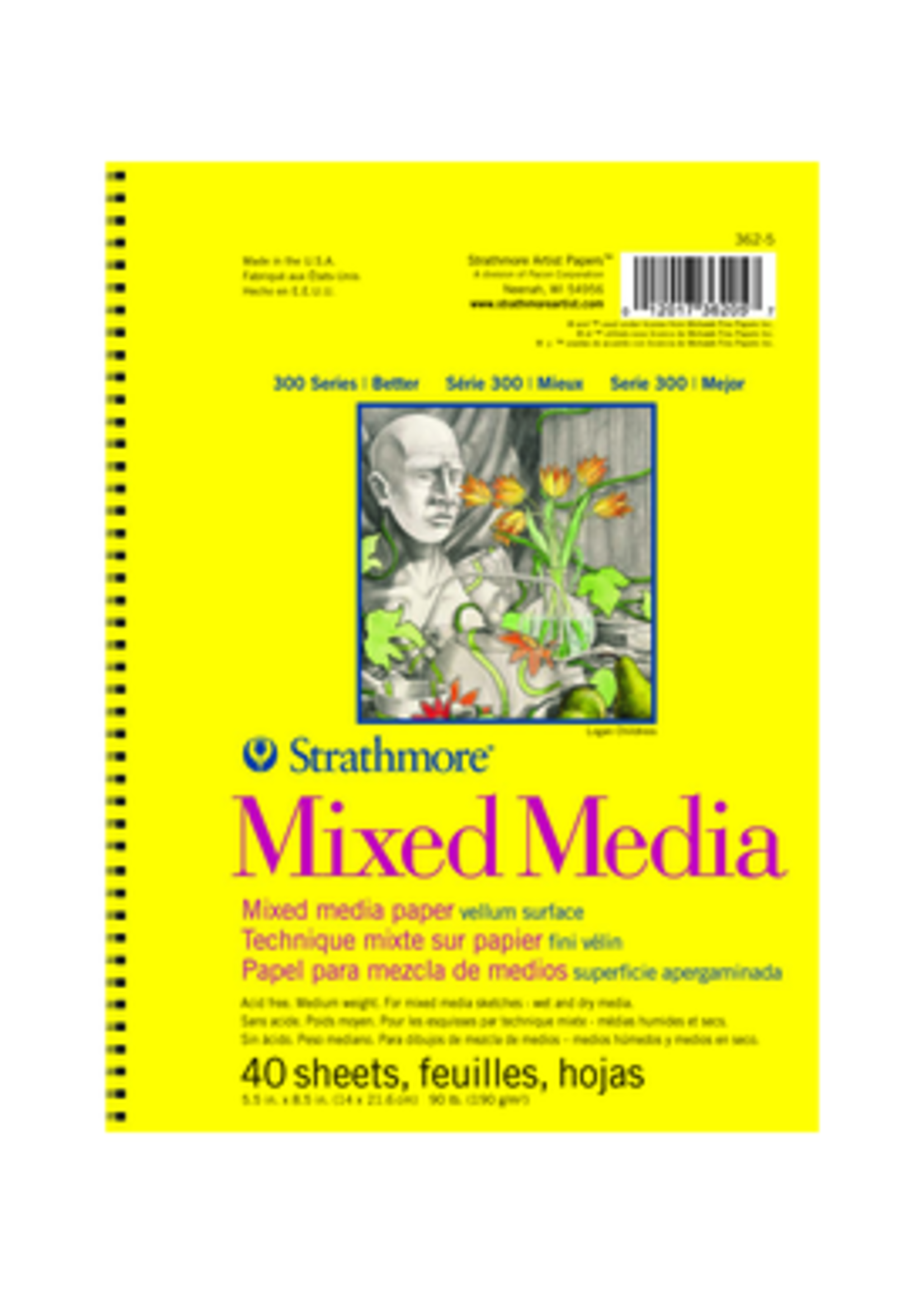 PACON/STRATHMORE MIXED MEDIA MICRO PERFORATED SPIRAL 90LB 40 SHEETS 5.5 X 8.5