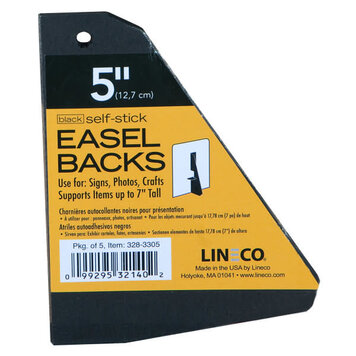 LINECO/UNIVERSITY PROD. Self-Stick Easel Backs – Black, 5" (Pack of 5)