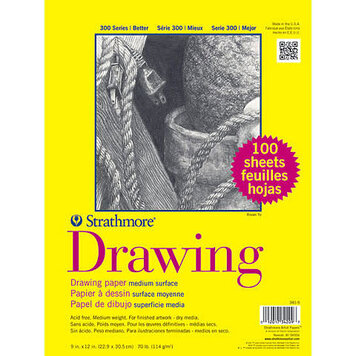 PACON/STRATHMORE DRAWING CLASSROOM VALUE PACK MEDIUM SURFACE DRAWING PAPER 100 SHEETS 9X12