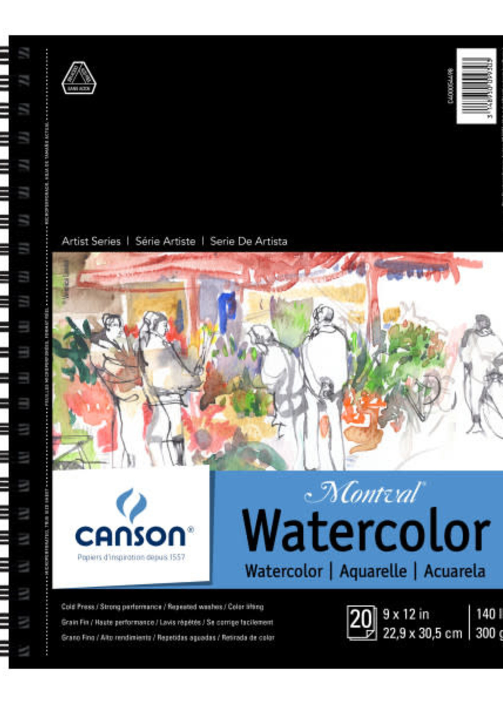 CANSON / PACON PAPERS ARTIST SERIES MONTVAL WC BOOK COLD PRESS 140LB 20SH 9X12