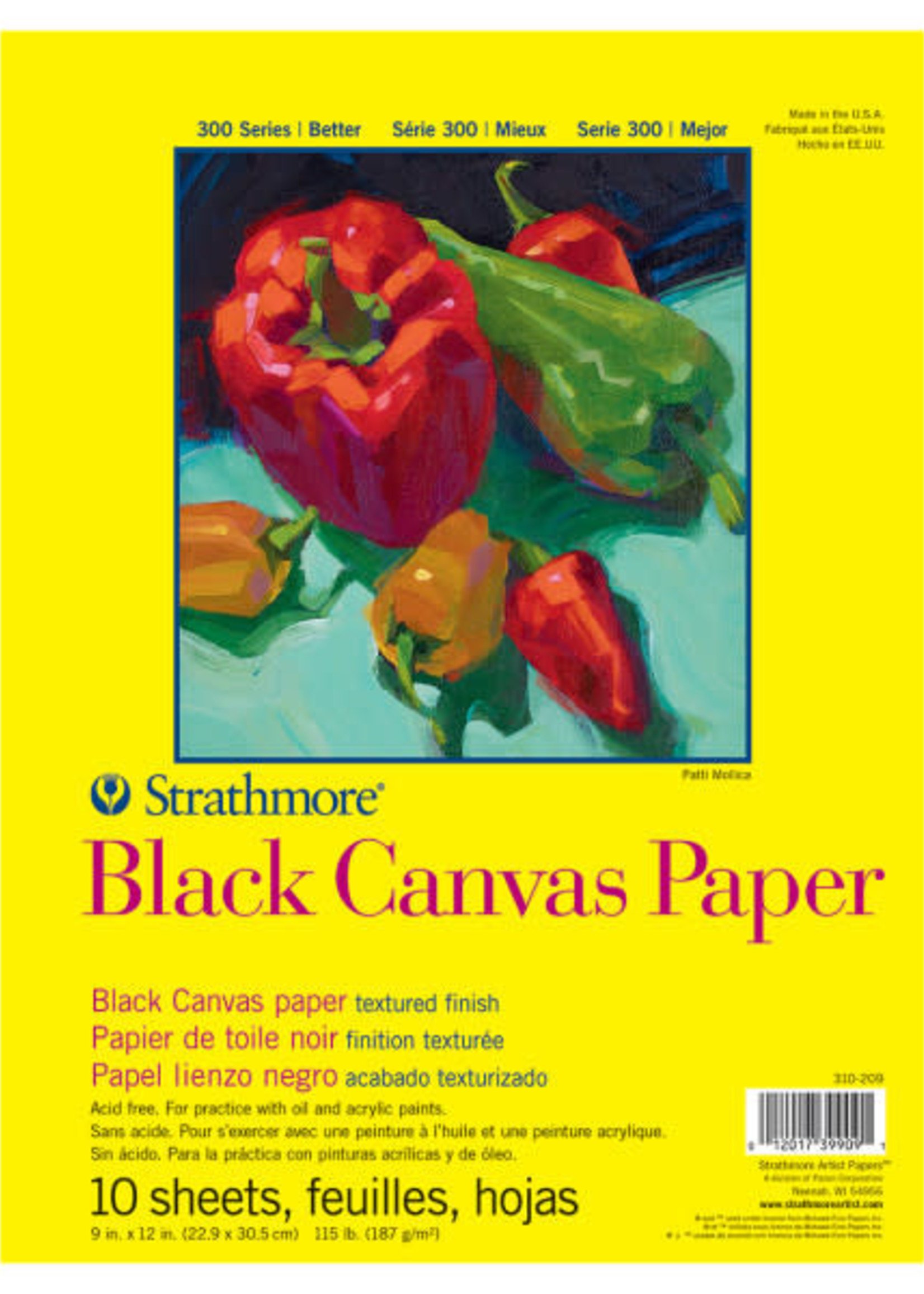 PACON/STRATHMORE BLACK CANVAS PAPER PAD 300 SERIES 10 SHEETS 9X12