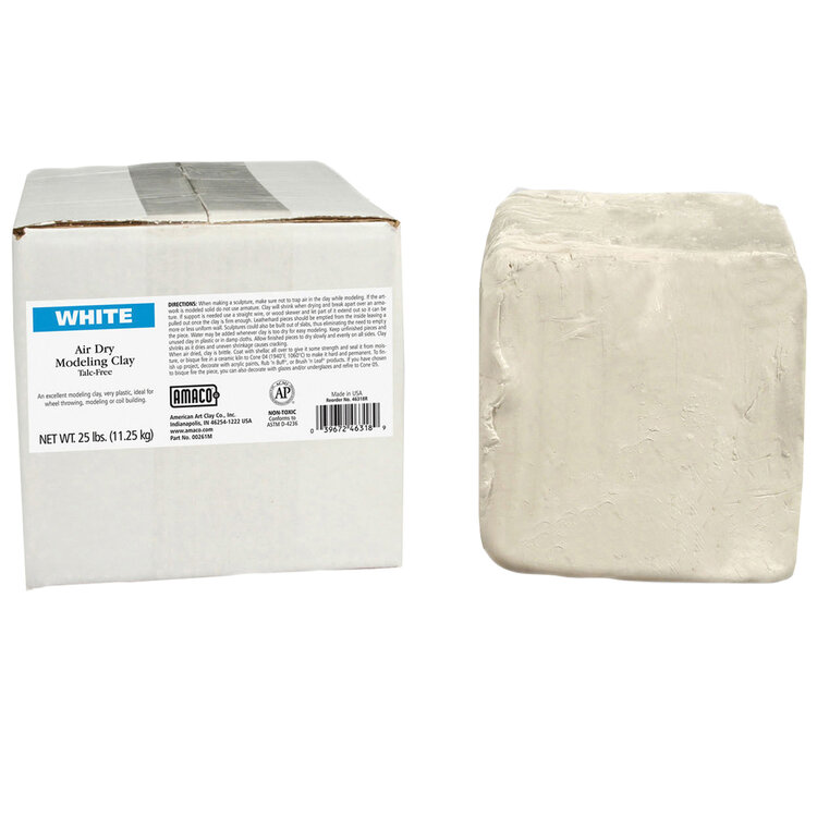 AMACO AMACO White Talc-Free Air Dry Modeling Clay – 25 lb