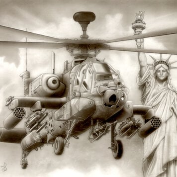 ARTIST CORNER ORIGINAL FRAMED DEFENDING LIBERTY 16X20