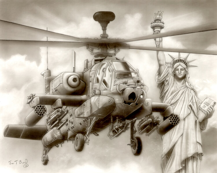 ARTIST CORNER ORIGINAL FRAMED DEFENDING LIBERTY 16X20