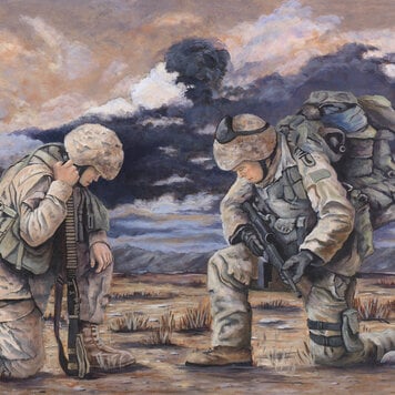 ARTIST CORNER PRINT FRAMED SOLDIERS PRAYER 24X36