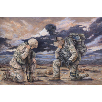 ARTIST CORNER ORIGINAL FRAMED SOLDIERS PRAYER 24X36
