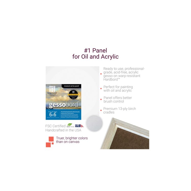 AMPERSAND ART SUPPLY Ampersand Art Gessobord, Cradled and flat, 1/8", 3/4", 1.5", 2