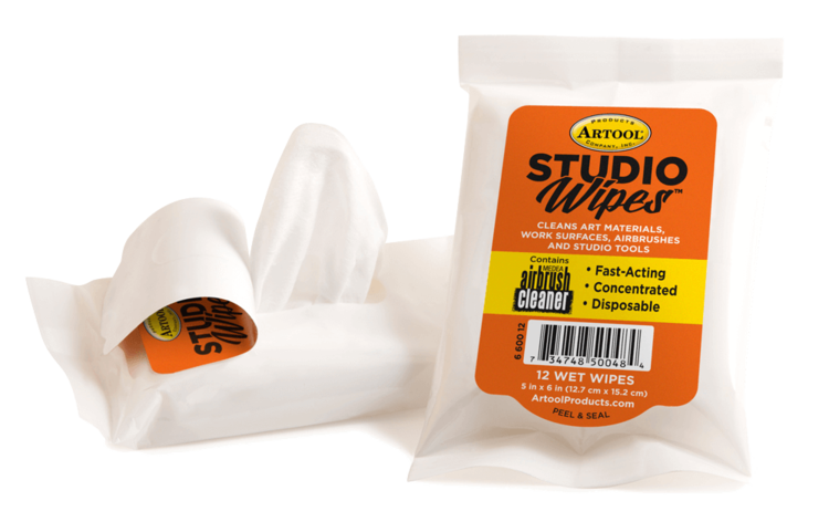 BADGER AIR-BRUSH Artool Studio Wet Wipes with Medea Airbrush Cleaner – Pack of 12