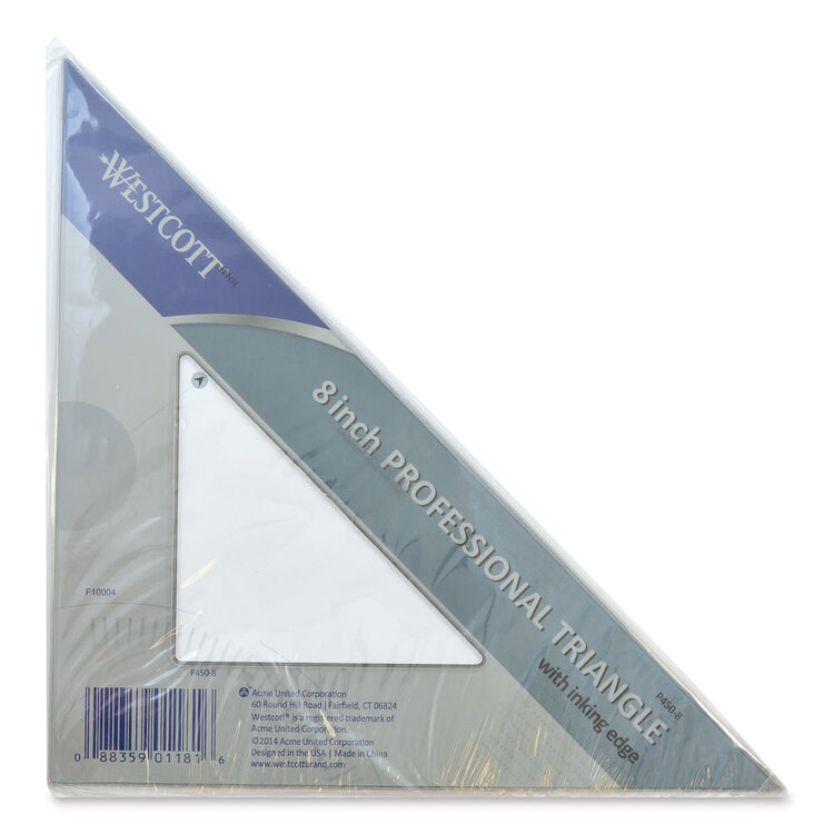 ACME UNITED CORPORATION TRIANGLE 45/90 STYRENE W/INK EDGE 8 INCH