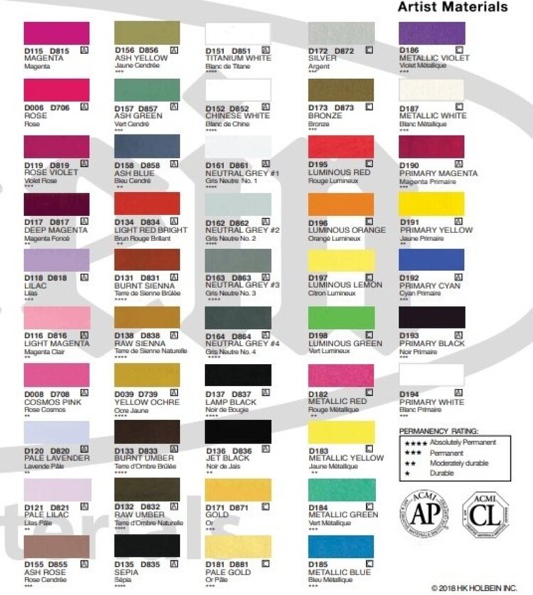 HOLBEIN ARTISTS COLORS Holbein Acryla Gouache Paint 20ml