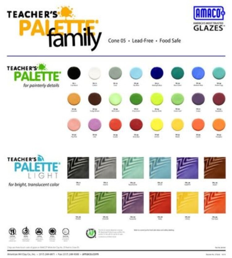 AMACO Amaco Teacher's Palette Ceramic Glazes - Pints