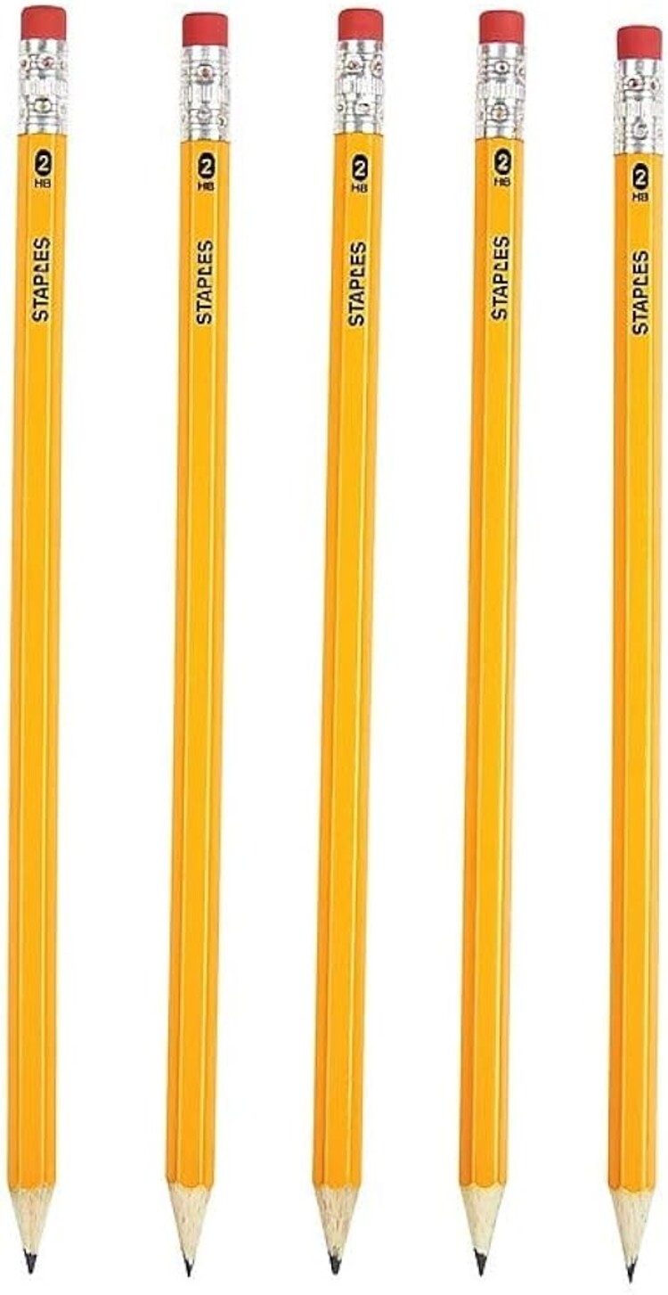 STAPLES Staples #2 HB Wood Pencils – Hexagonal Barrel, Latex-Free Erasers