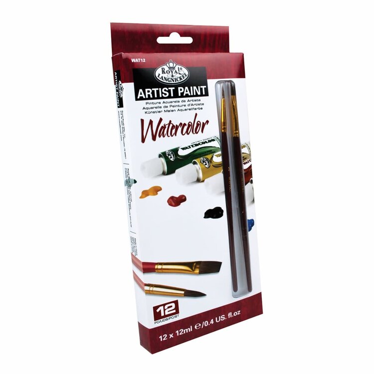 ROYAL BRUSH MANUFACTURING INC Royal & Langnickel Essentials Watercolor Paint Set – 12ml Tubes, Set of 12