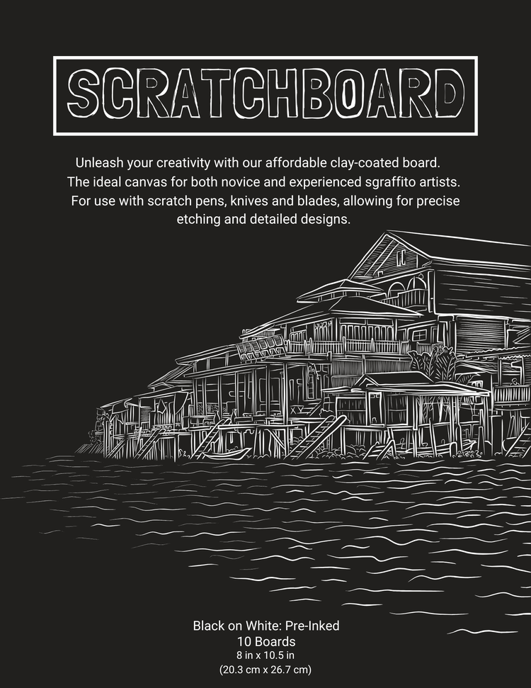SCRATCH ART Artist Corner Scratchboard Pack – Black Pre-Inked Boards, Pack of 10