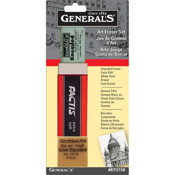 GENERAL PENCIL CO., INC. FACTIS ERASERS 3 PK - VINYL GUM KNEADED