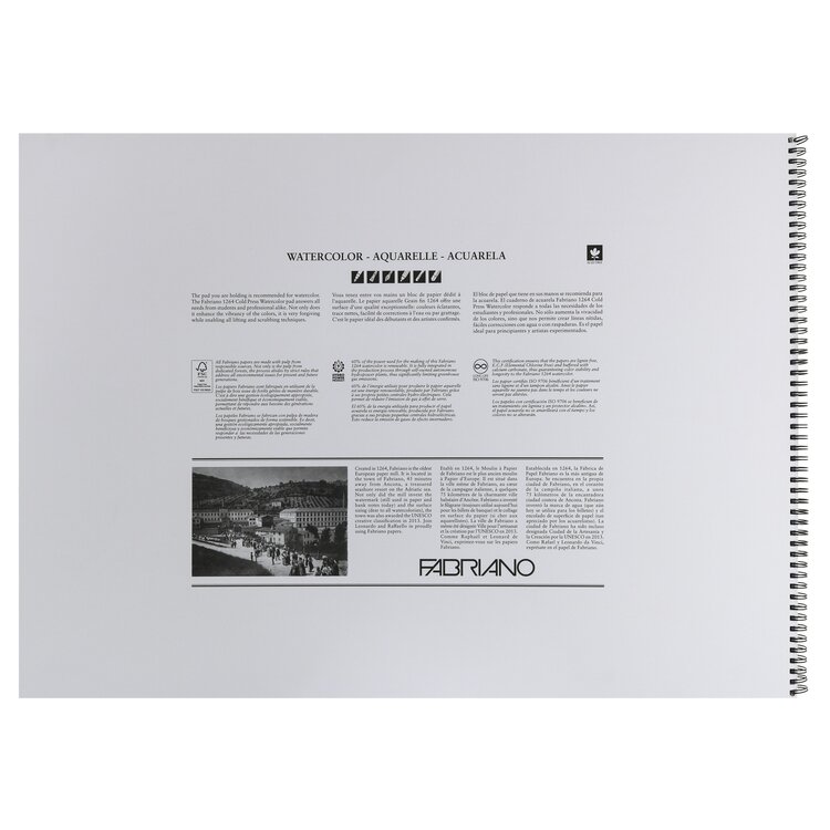 SAVOIR-FAIRE Fabriano 1264 Spiral Bound Watercolor Paper - 140lb, Cold Press