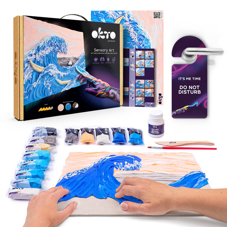 OKTO Sensory Art 3D Clay Painting Kits, The Great Wave, Hokusai