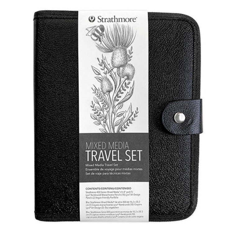 PACON/STRATHMORE Mixed Media Travel Set, 13-Piece Travel Set (12 Pencils and one Mixed Media Pad)