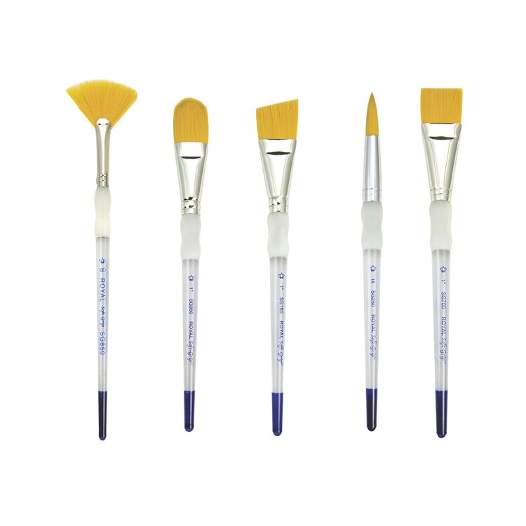 ROYAL BRUSH MANUFACTURING INC Royal Brush Soft Grip Golden Taklon Short Handle Brushes