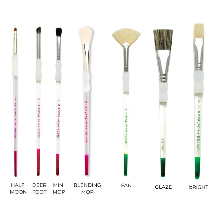 ROYAL BRUSH MANUFACTURING INC Assorted Hair Soft Grip Short Handle Natural Hair Brushes