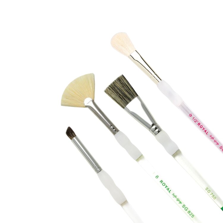 ROYAL BRUSH MANUFACTURING INC Assorted Hair Soft Grip Short Handle Natural Hair Brushes