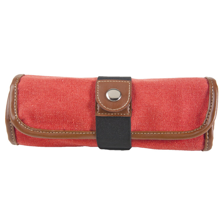 GLOBAL PRODUCTS Canvas Roll-Up Pencil Case – Holds 36 Pencils or Markers with Leather Trim