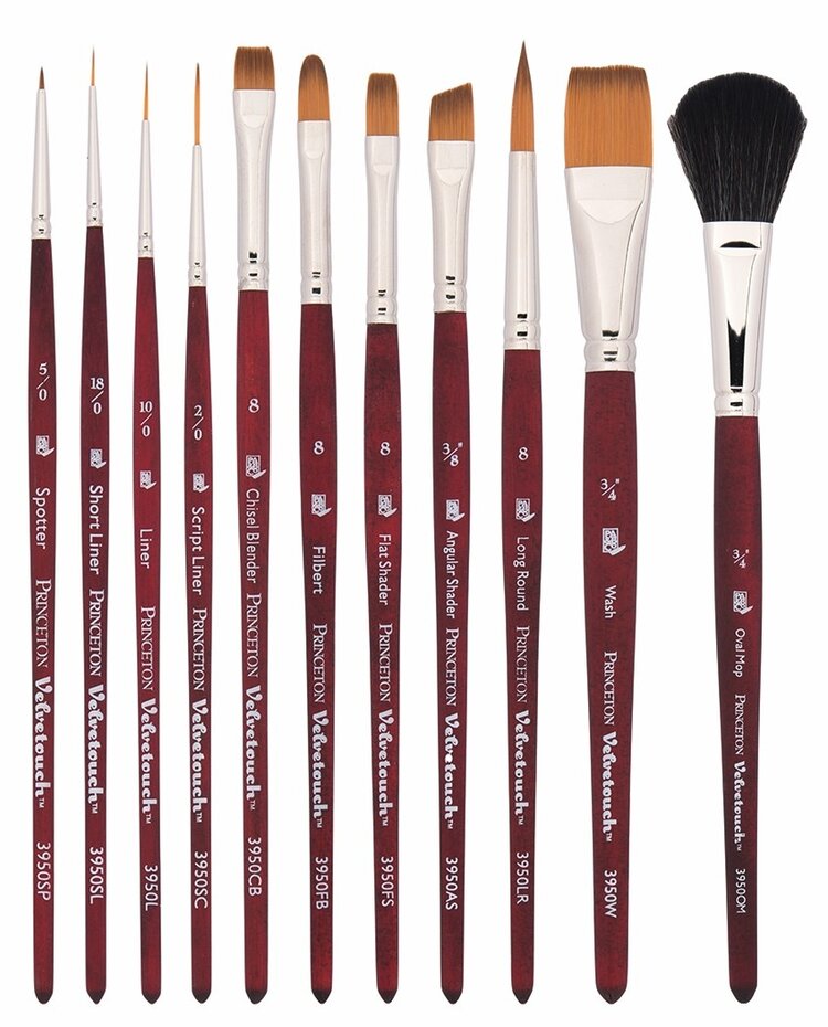 PRINCETON ART & BRUSH CO Princeton Velvetouch Golden Taklon Short Handle Mixed Media Brushes