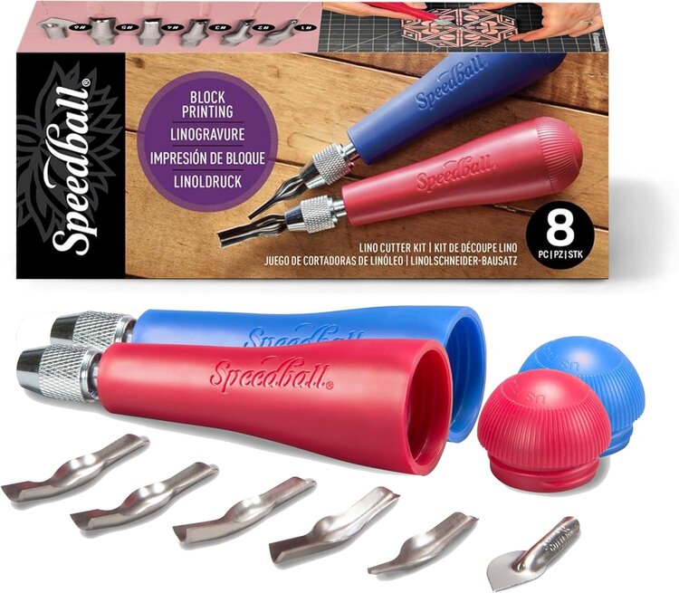 SPEEDBALL ART PRODUCTS Speedball Linoleum Cutter Sets – Handle with Interchangeable Blades