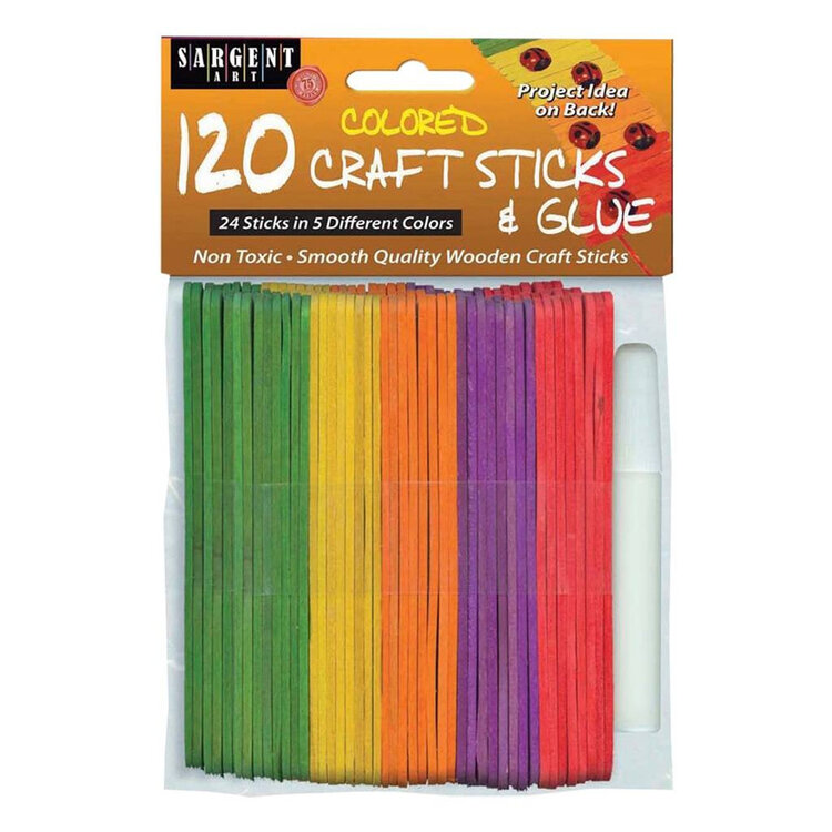 SARGENT ART Sargent Art Craft Stick Sets – Natural & Colored Sticks with Glue Option