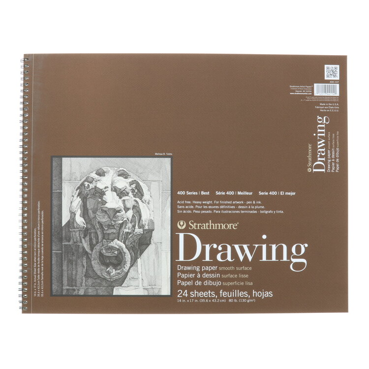 PACON/STRATHMORE Strathmore 400 Series Drawing Pad – 80 lb. Cream Paper, Wire Bound, 24 Sheets