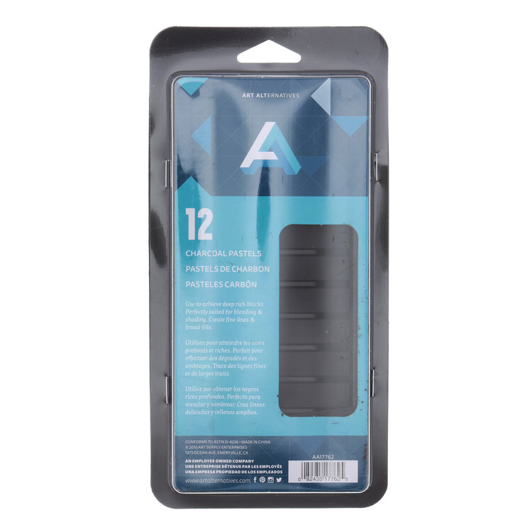 ART ALTERNATIVES Art Alternatives Compressed Charcoal Sticks – Rich Black, Durable, Blendable