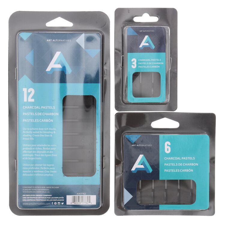 ART ALTERNATIVES Art Alternatives Compressed Charcoal Sticks – Rich Black, Durable, Blendable