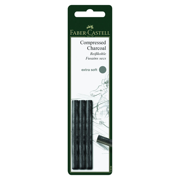 FABER-CASTELL USA Faber-Castell Pitt Compressed Charcoal Stix – Rich Black, Smooth Laydown