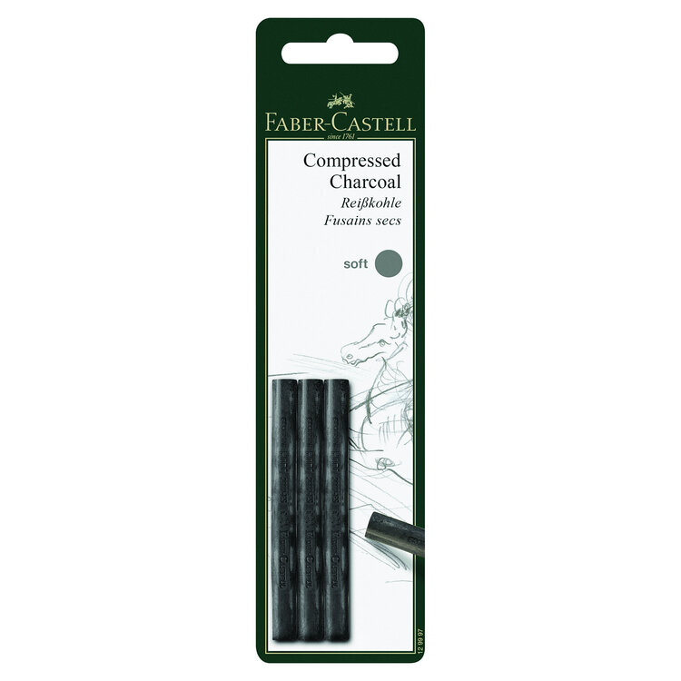 FABER-CASTELL USA Faber-Castell Pitt Compressed Charcoal Stix – Rich Black, Smooth Laydown