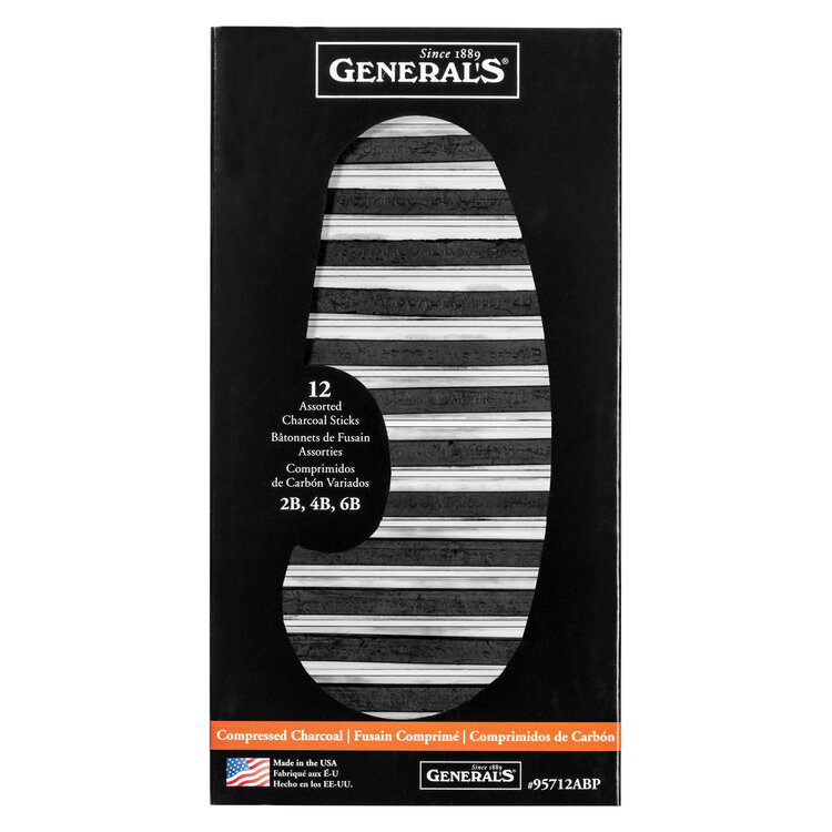 GENERAL PENCIL CO., INC. General Pencil Compressed Charcoal Sticks – Assorted Sets for Artists