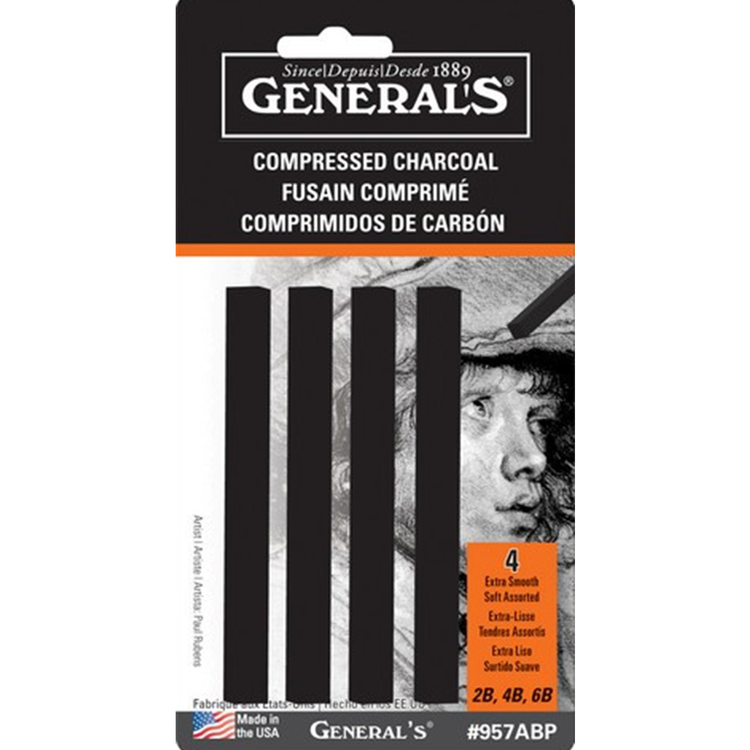GENERAL PENCIL CO., INC. General Pencil Compressed Charcoal Sticks – Assorted Sets for Artists