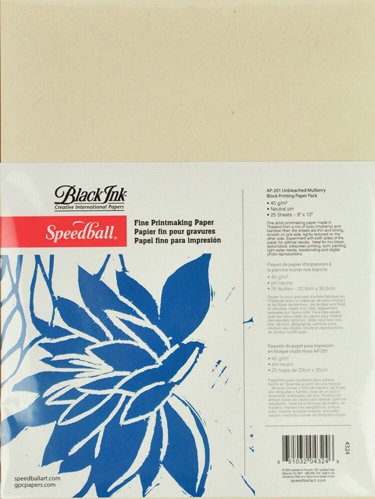 SPEEDBALL ART PRODUCTS Speedball Mulberry & Bamboo Block Printing Paper – 9″ × 12″, 45gsm, Neutral pH