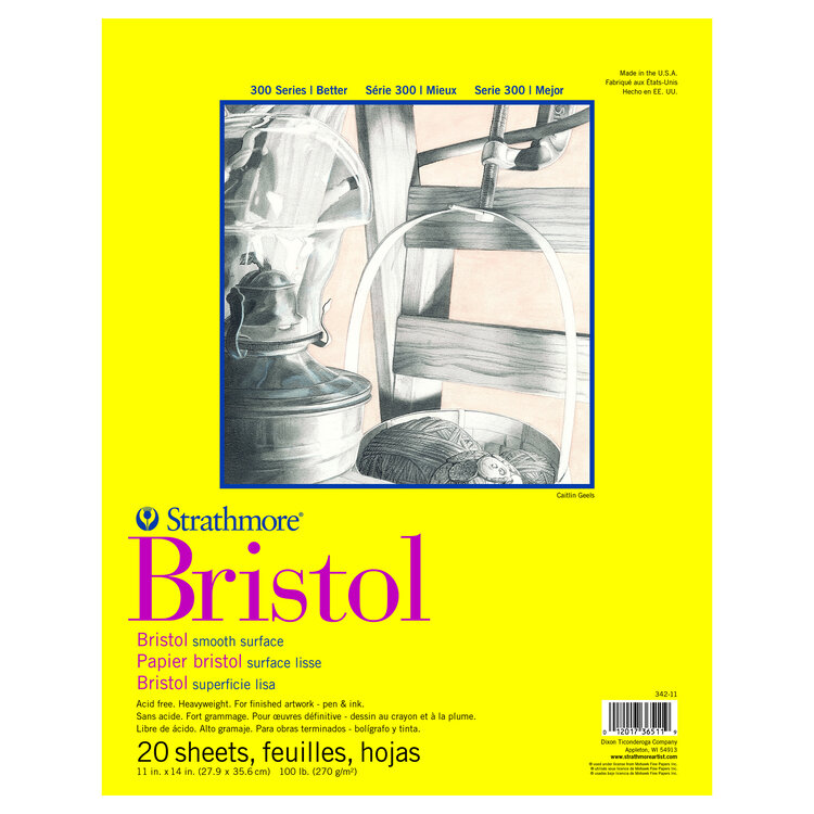 PACON/STRATHMORE Strathmore 300 Series Bristol Pad – Tape-Bound, Smooth Surface for Pen & Pencil